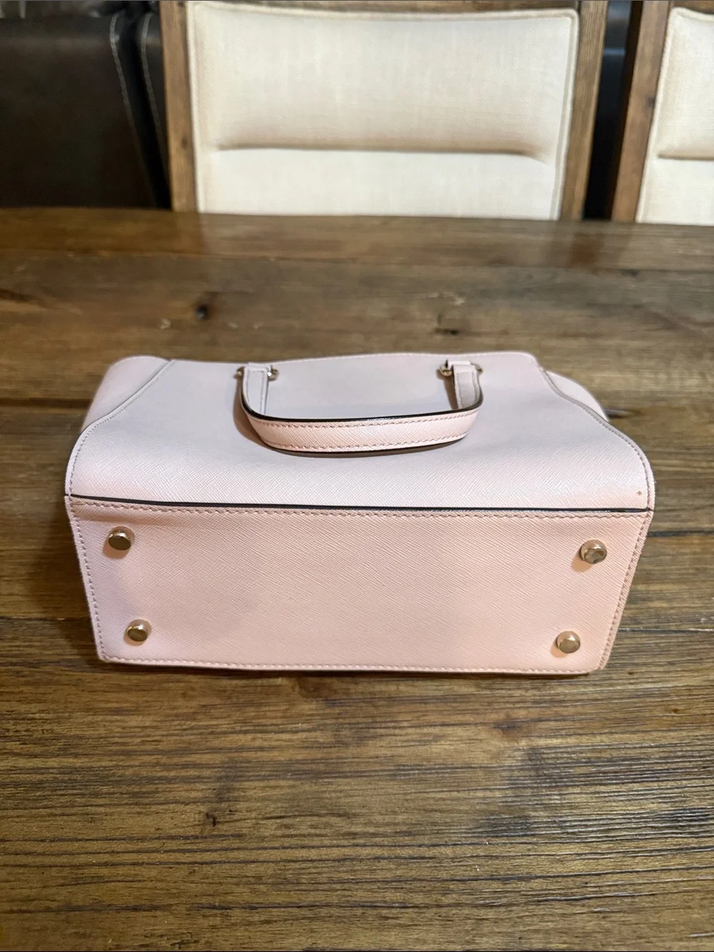 kate spade Blush Pink Leather Satchel with Bow Accent